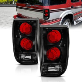 AmeriLite for 1995-2005 Chevy Blazer GMC Jimmy S-10 S-15 Dark Black Euro Tail Lights Aftermarket Brake Lamps Pair - Passenger and Driver Side