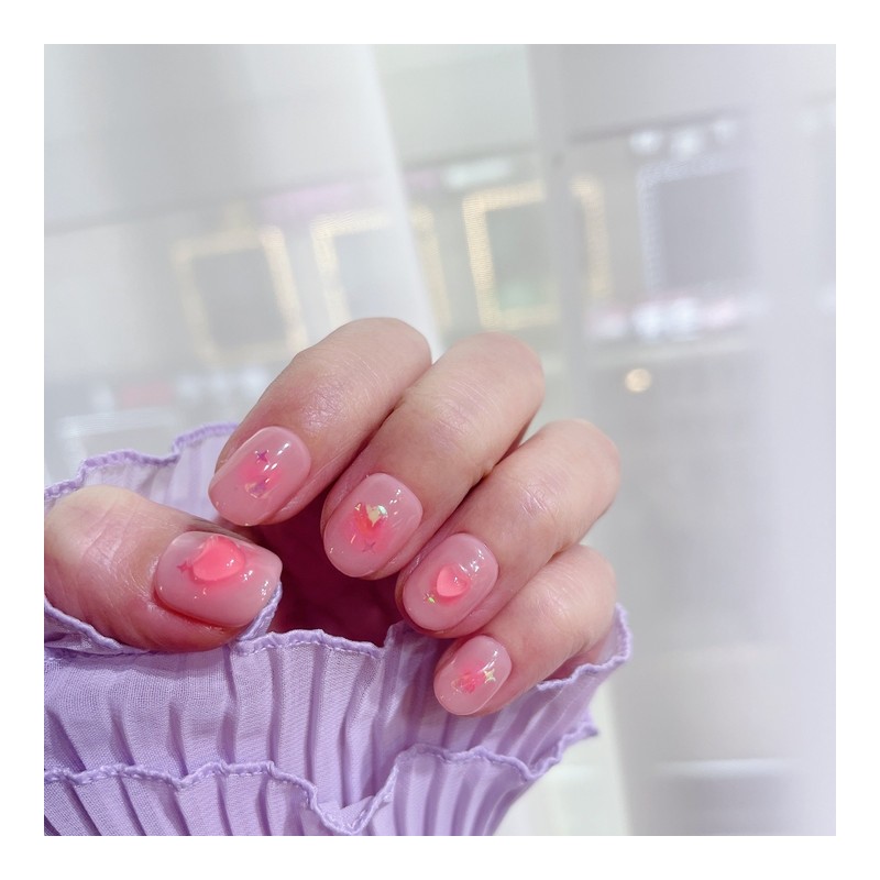 Flushing heart Handmade nail tip - Paddy / 발그레 하트수제네일팁