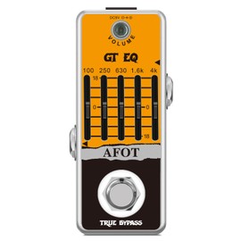 AFOT Guitar EQ Pedal, 5 Band GT EQ Pedal Electric Guitar Equalizer (100Hz 250Hz 630Hz 1.6kHz 4kHz) Provides ±18dB for Each Band EQ Seeker for Guitar,Mini Size True Bypass