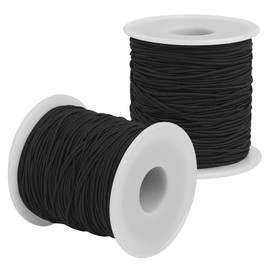 Elastic String for Bracelets Making - Cuttte 2 Rolls 1.2MM Black Elastic Cord Total 109 Yards, Sturdy Stretchy Bracelet String Elastic String for Jewelry Making, Necklaces, Beading