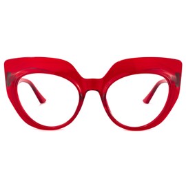 Zeelool Chic Thick Cat Eye Glasses for Women with Non-prescription Clear Lens Depp OP01884-01 Red