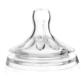 Tetinas para Biberones, 4 Pezones de Biberón de Silicona Suave y Seguro, Pecho Transparente como Pezón para Bebés de 6 a 12 Meses, Boquillas Equilibradas Automáticamente