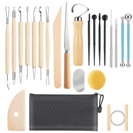 23PCS Clay Tools Sculpting, Ceramic & Pottery Modeling Tool, Ceramics Tools Set, Polymer Tools Kit, Air Dry Clay Tools for Carving, Molding, Pottery Wheel, Crafting Supplies, Pros, Beginners, Adults