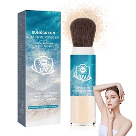 Mineral Face Sunscreen Setting Powder,Lasting Oil Control Lightweight Powder Sunscreen with SPF50+,Loose Waterproof Brush on Sunscreen Powder for All Skin Types