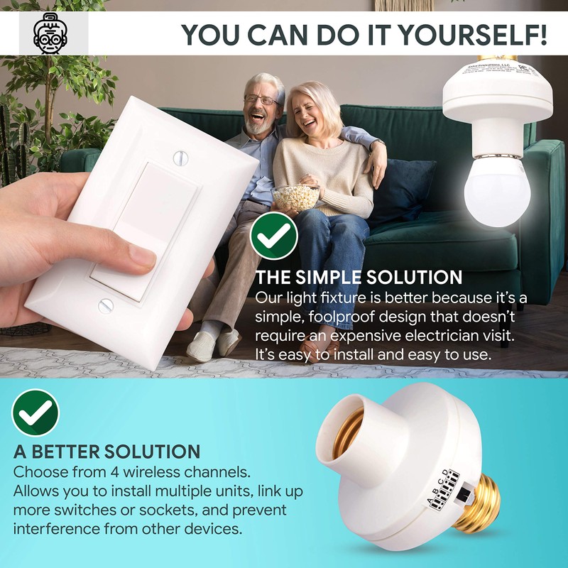 Wireless Remote Control Light Switch and Socket Cap to Turn