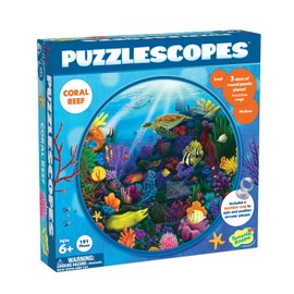 Peaceable Kingdom Puzzlescopes: Coral Reef – 191-Pc. Puzzle for Kids Ages 6 & Up – Included Suction Cup to Spin and Position Circular Pieces – Great for Home or Classrooms
