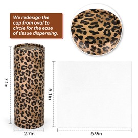 SthExtra Travel Tissue Cylinder Fit for Car Cup Holder, Tissue Holder Box with Facial Tissues, Cute Print Car Accessories and Interier Decor (4, Leopard Brown)