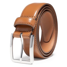 Fabio Valenti Genuine Leather Dress Belts For Men - Mens Belt For Suits, Jeans, Uniform With Single Prong Buckle(48,1240A Tan)