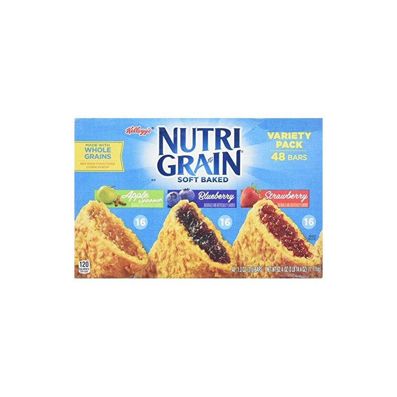 Kellogg's Nutri-Grain Cereal Bars (Variety Pack of Apple Cinnamon, Blueberry,