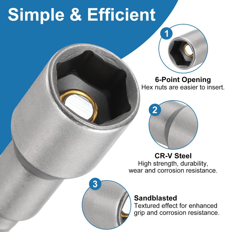sourcing map 5pcs Hex Nut Driver Drill Bit 10mm Metric