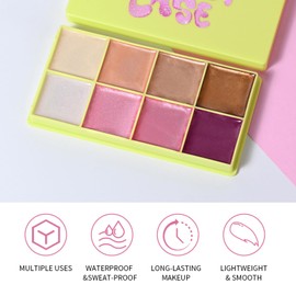 CHIFURE 8 Colors Multi-use Cream Contour Highlighter Palette Makeup,Concealer Palette for Cheek Eye Nose Face Body,Cheek Lip Tint,Lightweight Soft Buildable Blendable Natural Look