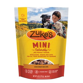 Zuke's Mini Naturals Dog Training Treats, Chicken Recipe, Soft & Tender Mini Dog Treats with Vitamins & Minerals, for All Breed Sizes, 6 OZ Bag (Pack of 2)