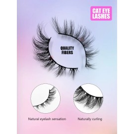 Pestañas Postizas Efecto Cat Eye 7 Pares 1.7 Cm Negras