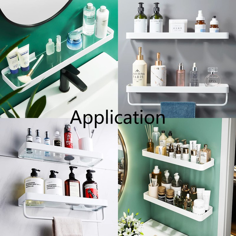 Halyuhn Bathroom Shelves, 15.7in Tempered Glass Shelf with Towel Bar