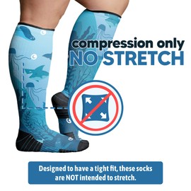 Viasox Compression Socks for Women and Men, Knee High Socks 12-15 mmhg Circulation Support for Flight, Travel, Daily (CA/US, Alpha, X-Large, Regular, Regular, Deep Sea)