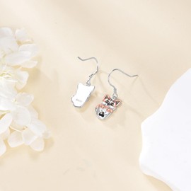 KZX Cup Dog Earrings for Women 925 Sterling Silver Dog Dangle Drop Earrings Puppy Jewelry Gifts for Pet Lovers