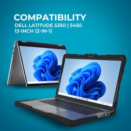 Gumdrop DropTech Custom Case Dell Latitude 5350 | 5340 13-inch (2-in-1) - Drop Tested Protection, Rubberized Thread on Sides, Seamless Asset Tagging, Snap in Installation for School or Work - Black