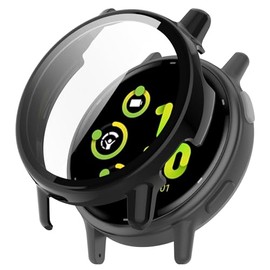 Miimall Sport Case Compatible for Garmin Vivoactive 5 with 9H Tempered Glass Flim, Anti-Fog, Anti-Fall, Women Men All Around Cover Hard PC Bumper Replacement Screen Protector for Vivoactive 5, Black