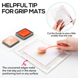 2PCS 6.5x8.5" Photopolymer Grip Mat with 4PCS Printed Guides for Stamping,Multi-Use Non-Slip Sticky Mats Fit In Stamp Positioning Tool for Card Making Hold Your Cardstock In Place When Stamping