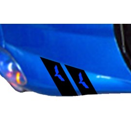 Flag Emblem Fender Hash Mark Bars Vinyl Racing Stripes Graphic Decals, 4 Inch,Fits Chevy Corvette C6, Both Sides, White