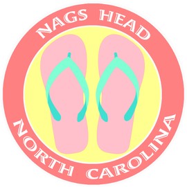 Athena Brands Flip Flops Nags Head North Carolina - Car Truck Window Bumper Sticker Decal - Lobster Claw Red