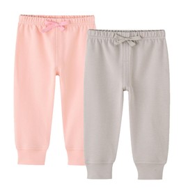 POBIDOBY Cotton Infant Pants for Baby Girls & Boys, Newborn's 2-Pack Legging for Autumn & Spring (US, Age, 24 Months, Pink)