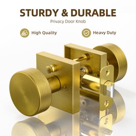 Antique Brass Door Knob Privacy Door Knobs Antique Door Knobs Interior with Lock, Old Style Door Knob Square Door Knob Vintage Door Handle for Bedroom Bathroom Lockable Door Knob