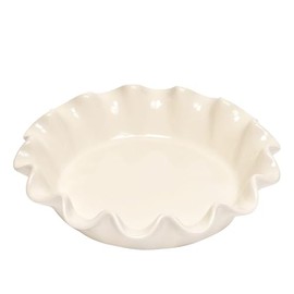 Emile Henry Made In France Ruffled 10.5" X 2.5" / 1.25qt pie dish, Clay