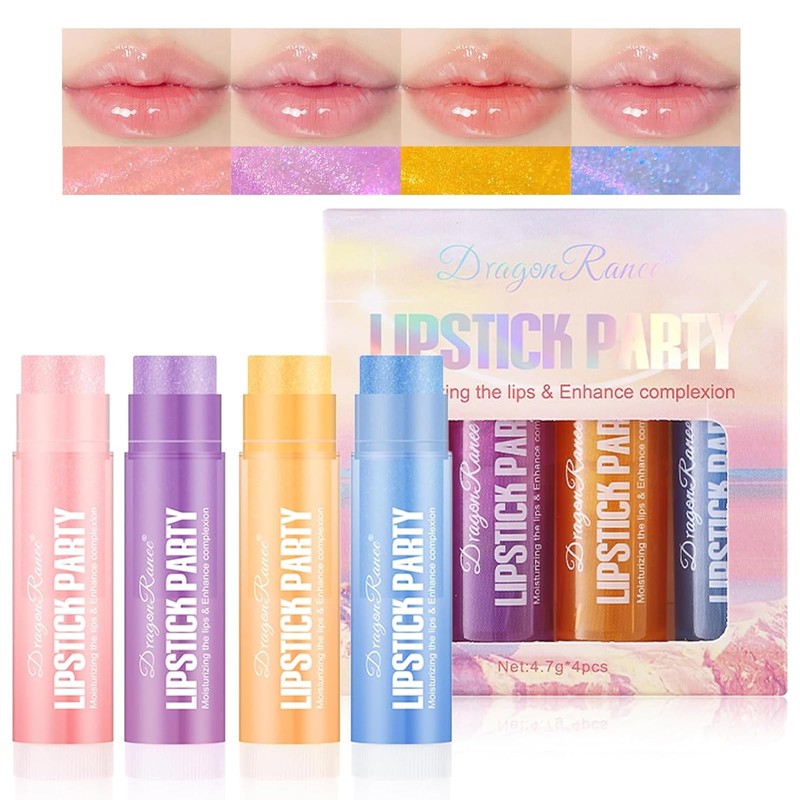 4 Pcs/Set High Shine Glossy Lipstick Set, Hydrating Glass Shine