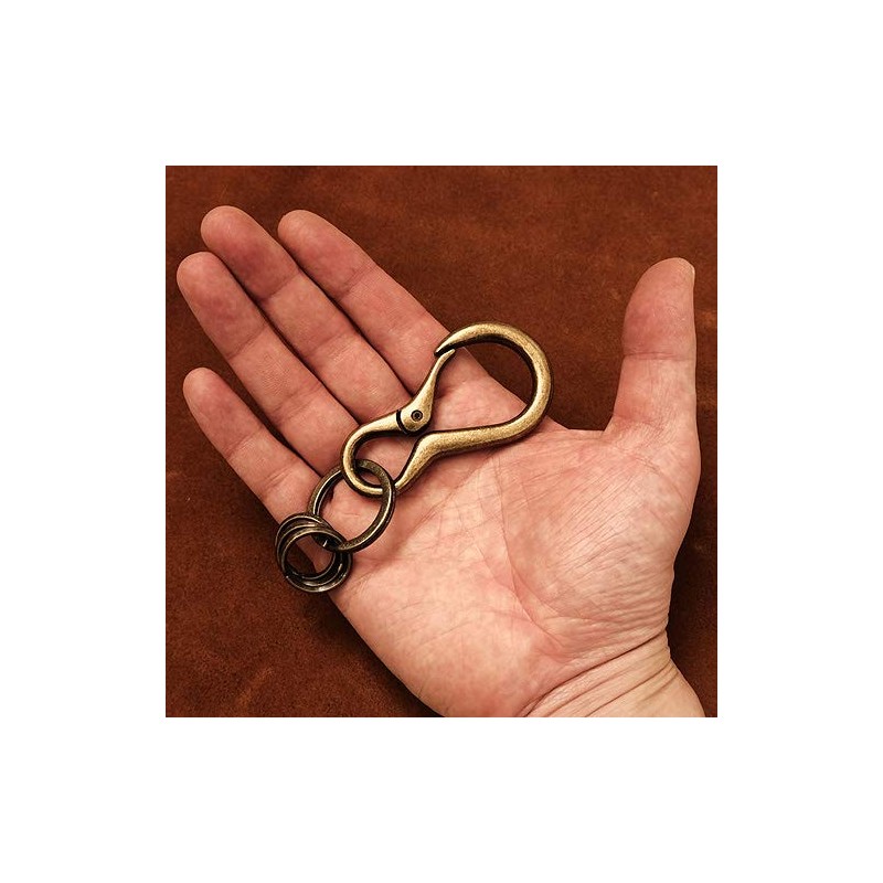 BRASS STORE Carabiner Key Chain with Antique Double Ring (Bronze)