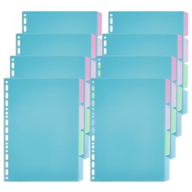 SUPERFINDINGS 32 Sheet 4-Tab Plastic Binder Divider A5 Paper Clip Blank Dividers with Labels Dark Turquoise File Organizer Sections Binders Subject Dividers for Document Protect Sheets 19.4× 25.7cm