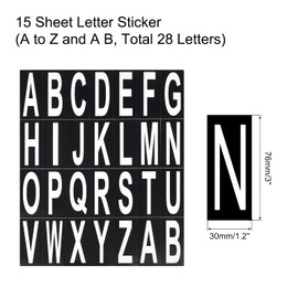 sourcing map Letters Stickers White Alphabet Sticky Letter Label PVC Vinyl for Mailbox Address Window Door, Pack of 15