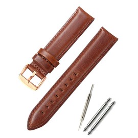 Calme Genuine Leather Watch Strap, Compatible with DW Series Watch, Calf Leather, Band 0.6 - 0.8 inches (14 - 20 mm), Replacement Instruction Manual Included (English language not guaranteed), Brown x Rose Gold Buckle,