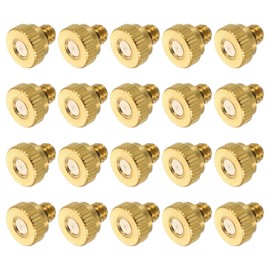 sourcing map Brass Misting Nozzle, 10/24 UNC 0.1mm Orifice Dia Replacement Heads Low Pressure Atomizing Misting Sprayer for Outdoor Cooling System, 20 Pcs