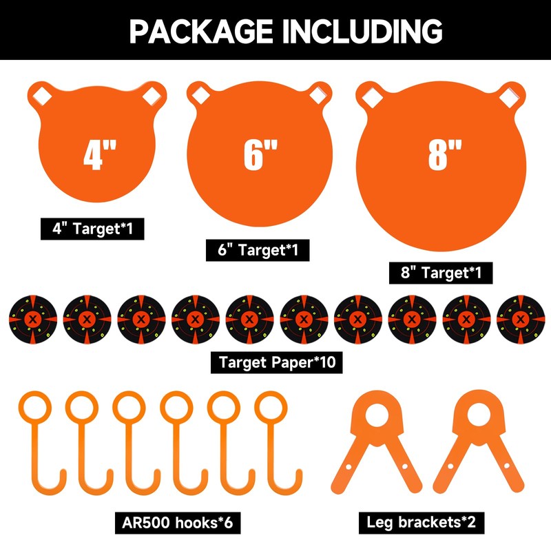 AR500 Steel Target Combo Set - 3/8" Thick Gong Shooting