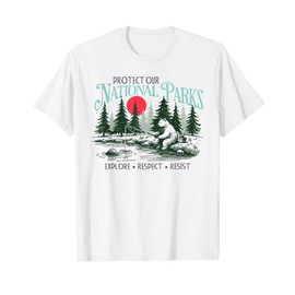 Retro Resist Protect Our National Parks Funny Bear Graphic T-Shirt