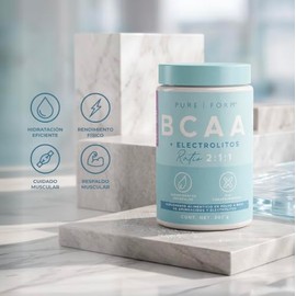 Pure Form BCAA  Electrolitos  BCAA Suplemento en polvo con Electrolitos y Aminocidos Esenciales de Cadena Ramificada para Rehidratacion Saludable...  