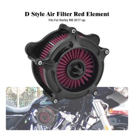 HDBUBALUS Matte Black Air Filter Cleaner Red Intake For Harley Street Road Glide 2017-2025