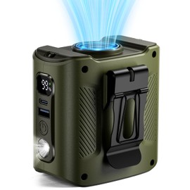 coldSky Portable Waist Fan, 10000mAh Rechargeable Belt fan with LED Display & 60H Runtime, 11000RPM Brushless Motor Shirt Fan, 5 Speeds Neck Fan for Outdoor Work, Camping, Farm, Jobsite (Green)