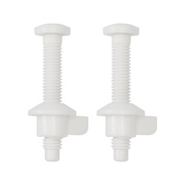 Meaferks Universal Toilet Seat Hinge Bolts Screws Replacement Kit, Plastic Toilet Seat Bolts with Nuts Washers for Top Mount Toilet Seats, Compatible with Most Brands, Easy Installation (2Pcs- MFL12)