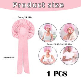 Elegant Satin Hair Cap for Women, Silk Sleep Cap, Double-Sided Silk Hood for Sleeping to Protect Curls and Hair, Curls Cap, Satin Sleep Cap for the Night with Elastic Band (Pink)