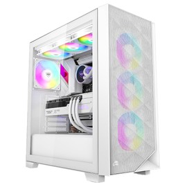 PCCOOLER CPS C3D510 High Airflow ATX PC Case Mid Tower Desktop Computer Gaming Superior Case for M-ATX/ITX & 3 ARGB Case Fans,360MM Radiator&390MM GPU Support,170mm Air Cooler WH