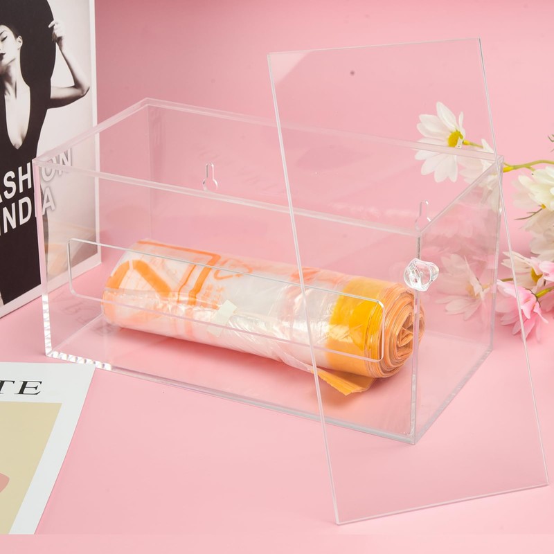 Trash Bag Organizer Dispenser, Acrylic Garbage Bag Holder Dispenser, Trash