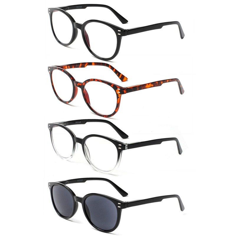 SIGVAN 3 Pack Reading Glasses Spring Hinge Stylish Readers Black/Tortoise