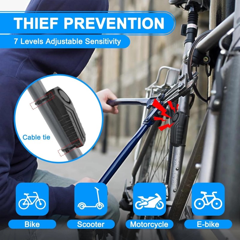 digi-office Wireless Anti-Theft Motorcycle Bike Alarm Waterproof Security Vibration Sensor