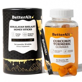 BetterAlt Golden Immunity Duo | GOLD+ Shilajit Honey Sticks & Curcumin Gummies | Supports Immune Health, Energy | 1-Month Pack