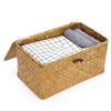 IGNPION Seagrass Storage Basket with Lid Woven Seagrass Desktop Basket