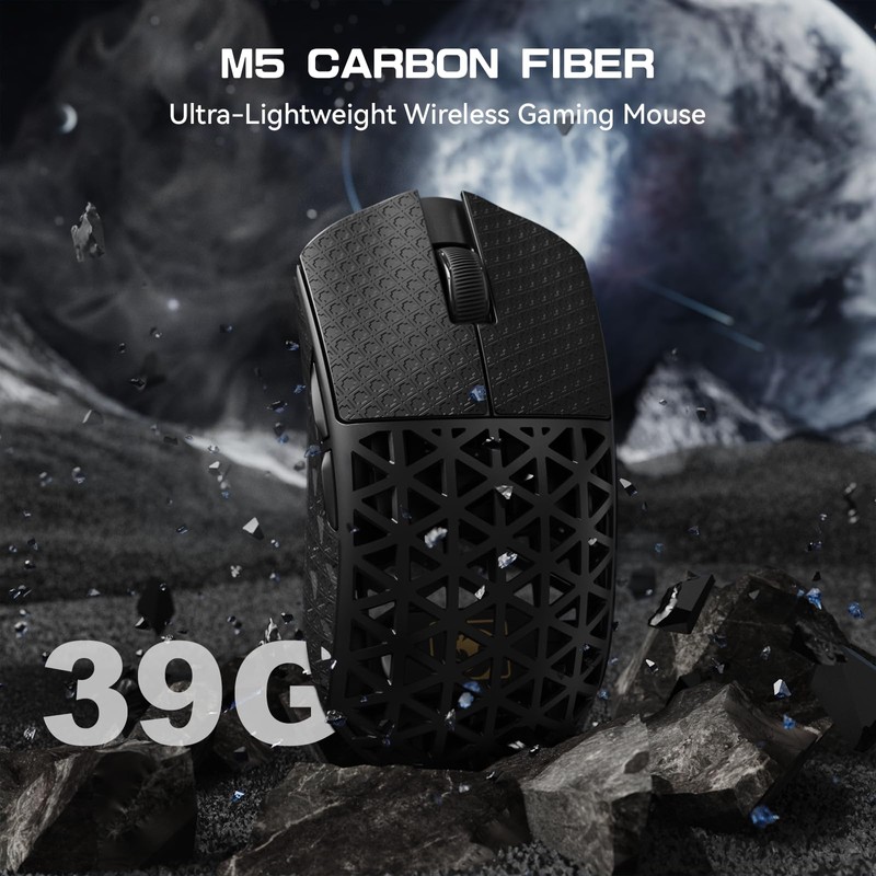 MAMBASNAKE M5 Ultra Wireless Gaming Mouse,39g Carbon Fiber,42K DPI PAW3950