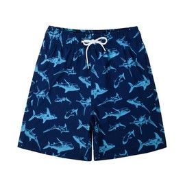 SUNDAY ROSE - Traje de baño para niños, pantalones cortos de playa para niños, de secado rápido, Big Blue Shark, 12