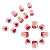 MERVF Christmas Press on Nails Short Square Fake Nails Red